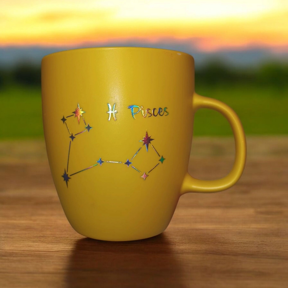 Modern Expresstuons Zodiac Yellow Pisces Constellation Mug 18.6 OZ
